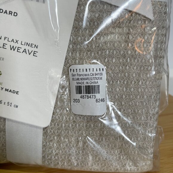 Pottery Barn Belgian Flax Linen WAFFLE WEAVE Standard Pillow Shams Set of 2 - Picture 3 of 4